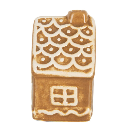  Casuta Craciun Turta Dulce ceramica alba maro 6x4x7 cm