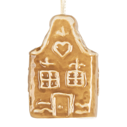 Ornament brad Casuta ceramica maro 4x3x6 cm