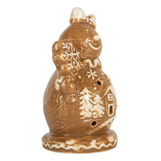 Figurina Om Zapada ceramica alba maro 9x7x13 cm