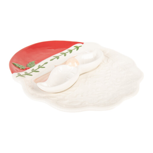 Platou Mos Craciun ceramica multicolora 29x26x5 cm