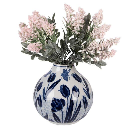 Vaza flori ceramica alba albastra Ø 16x16 cm