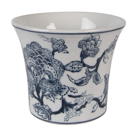 Ghiveci flori ceramica alba albastra Ø 16x13 cm