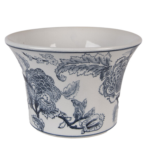 Ghiveci flori ceramica alba albastra Ø 22x15 cm