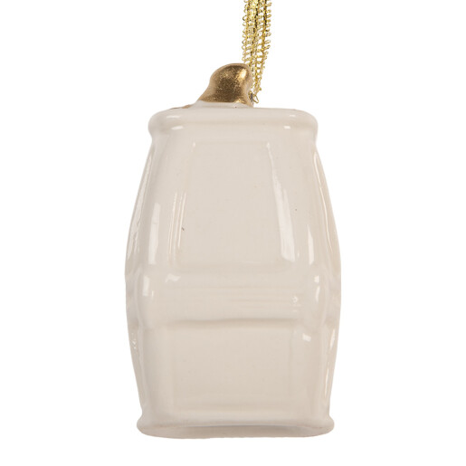 Ornament brad Craciun portelan alb auriu  5x4x6 cm