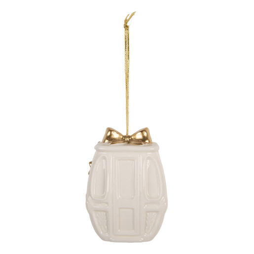 Ornament brad Craciun portelan alb auriu  5x4x11 cm
