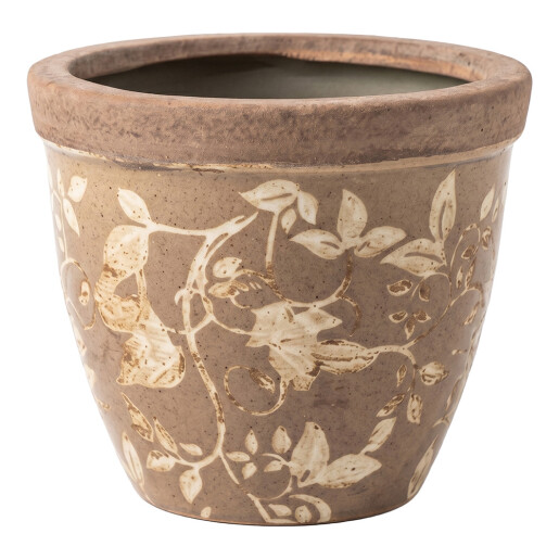 Ghiveci flori ceramica maro crem Summer Ø 18x15 cm