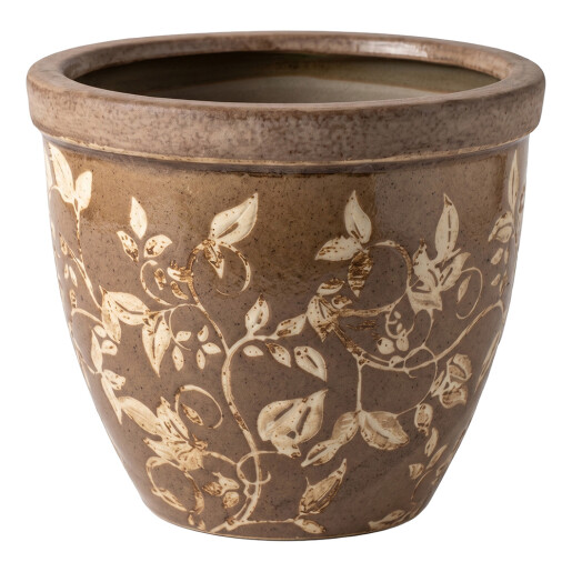 Ghiveci flori ceramica maro crem Summer Ø 15x13 cm