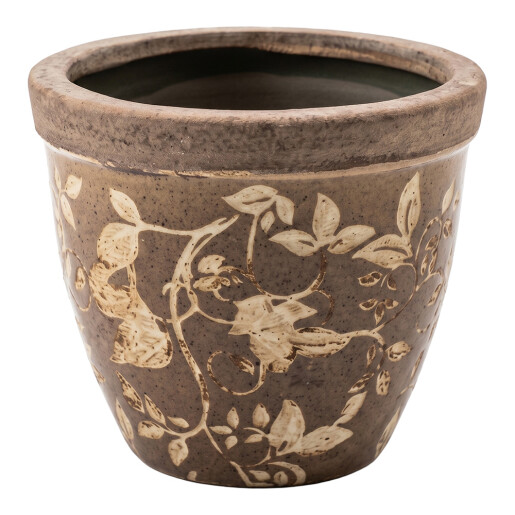 Ghiveci flori ceramica maro crem Summer Ø 13x11 cm