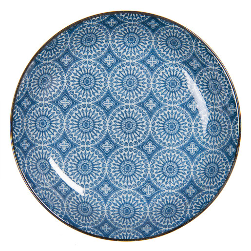 Set 5 boluri ceramica alba albastra 20x4 cm