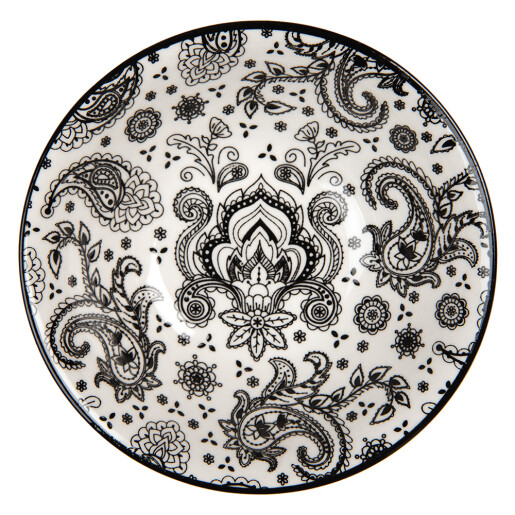 Set 2 boluri ceramica alba neagra 15x5 cm, 350 ml