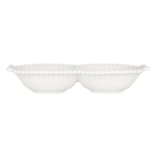 Bol dublu ceramica alba 25x7x3 cm, 100 ml