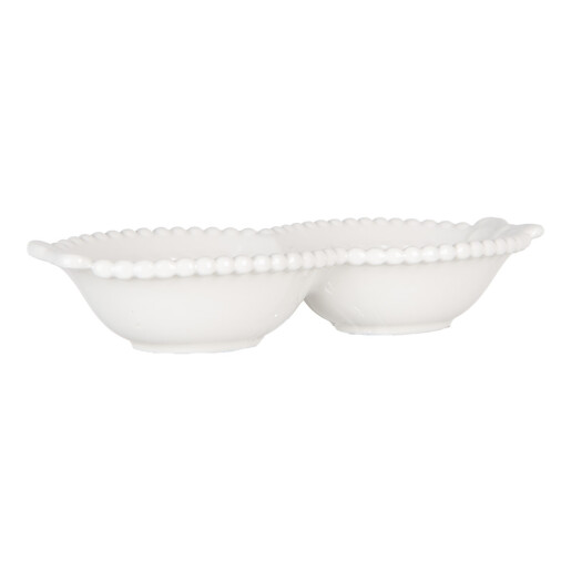 Bol dublu ceramica alba 18x7x3 cm, 75 ml
