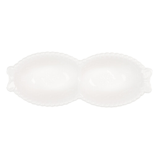 Bol dublu ceramica alba 18x7x3 cm, 75 ml