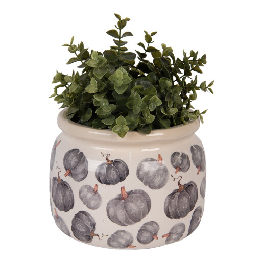 Ghiveci flori ceramica gri bej Dovleac 20x15 cm