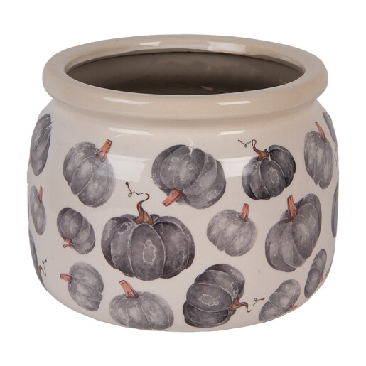 Ghiveci flori ceramica gri bej Dovleac 20x15 cm