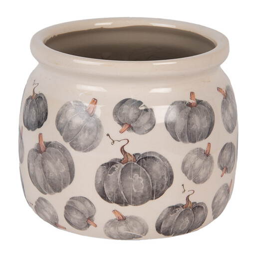 Ghiveci flori ceramica gri bej Dovleac 16x13 cm