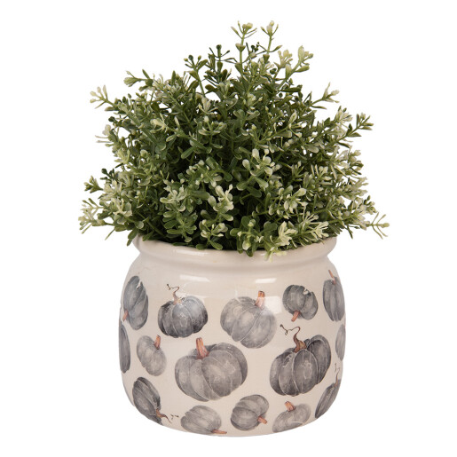 Ghiveci flori ceramica gri bej Dovleac 16x13 cm