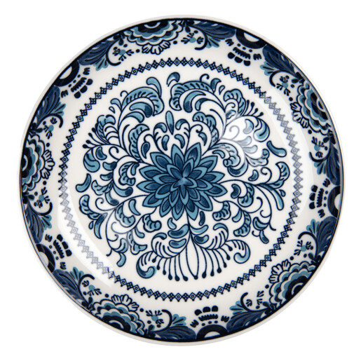 Set 6 farfurii ceramica alba albastra 21x3 cm