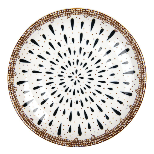 Set 6 farfurii ceramica alba maro neagra 21x3 cm