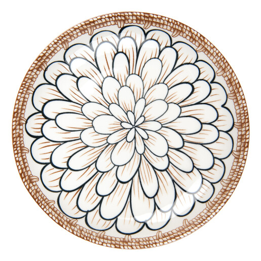 Set 6 farfurii ceramica maro neagra alba 21x3 cm
