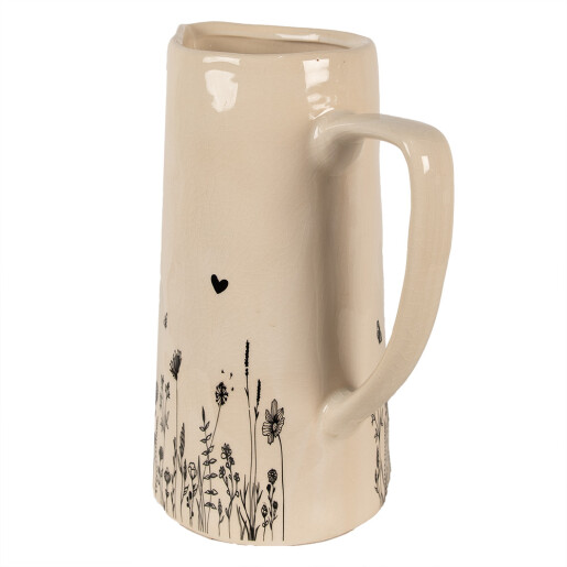 Carafa decorativa ceramica bej neagra 21x14x26 cm