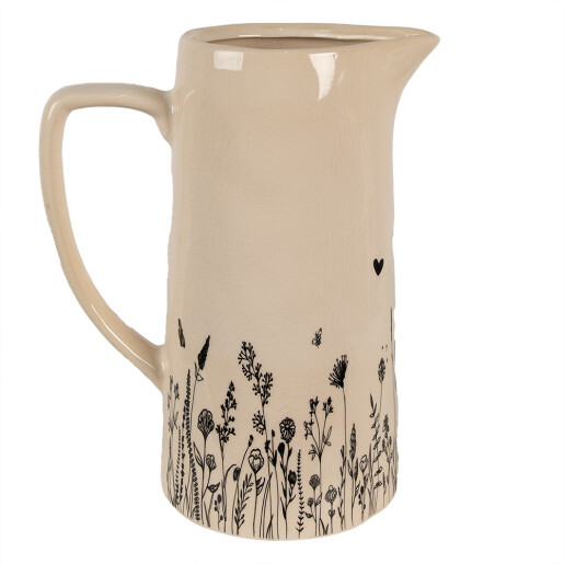 Carafa decorativa ceramica bej neagra 21x14x26 cm