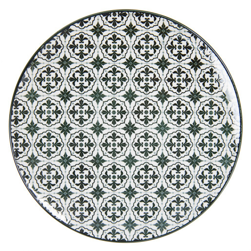 Farfurie ceramica alba verde 26 cm