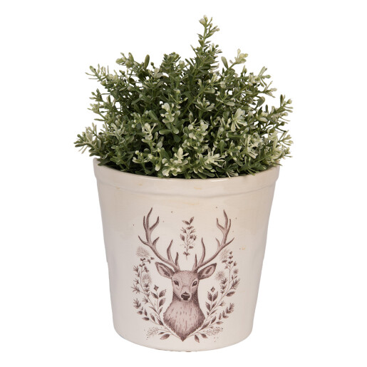 Ghiveci flori ceramica bej maro Ren 17x16 cm