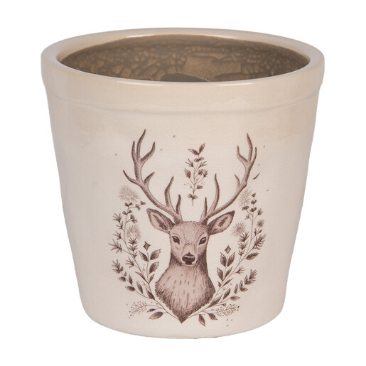 Ghiveci flori ceramica bej maro Ren 15x14 cm