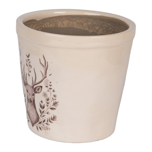 Ghiveci flori ceramica bej maro Ren 15x14 cm
