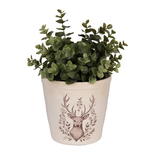 Ghiveci flori ceramica bej maro Ren 15x14 cm