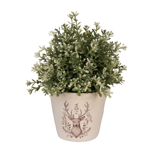 Ghiveci flori ceramica bej maro Ren 12x11 cm