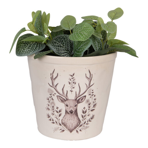 Ghiveci flori ceramica bej maro Ren 21x20 cm