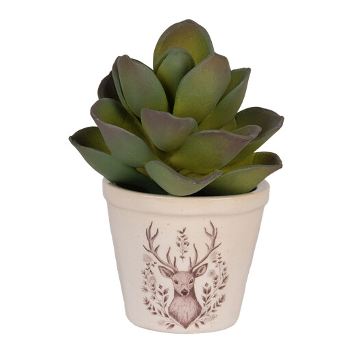 Ghiveci flori ceramica bej maro Ren 8x7 cm