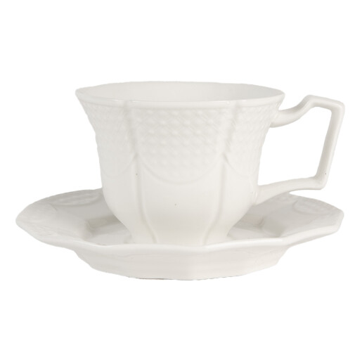 Ceasca ceramica alba 12x9x6 cm, 14x2 cm, 175 ml