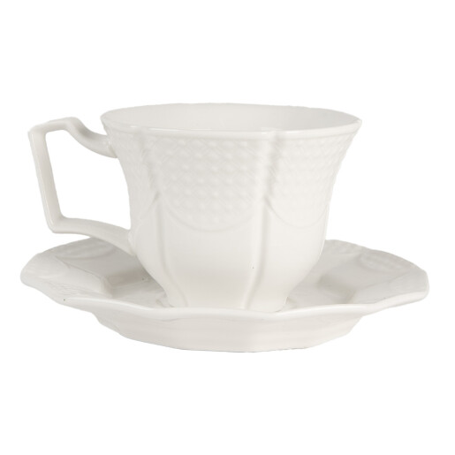 Ceasca ceramica alba 12x9x6 cm, 14x2 cm, 175 ml