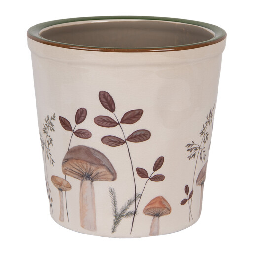 Ghiveci flori ceramica bej maro Ciupercute 17x16 cm
