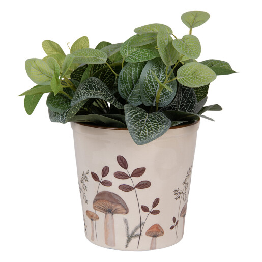 Ghiveci flori ceramica bej maro Ciupercute 17x16 cm