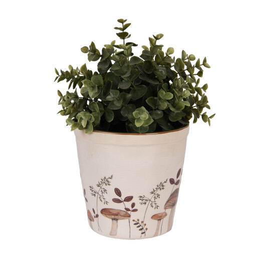 Ghiveci flori ceramica bej maro Ciupercute 15x14 cm