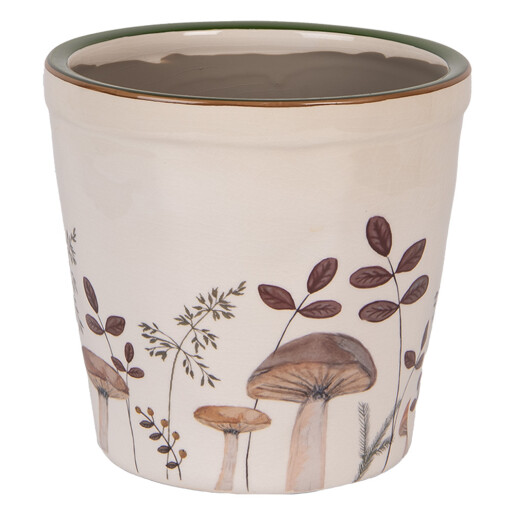 Ghiveci flori ceramica bej maro Ciupercute 15x14 cm