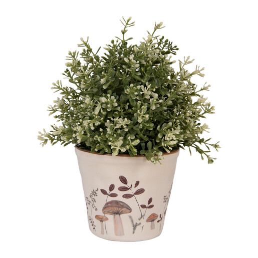 Ghiveci flori ceramica bej maro Ciupercute 12x11 cm