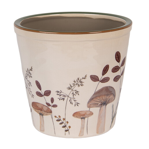Ghiveci flori ceramica bej maro Ciupercute Ø 21x20 cm