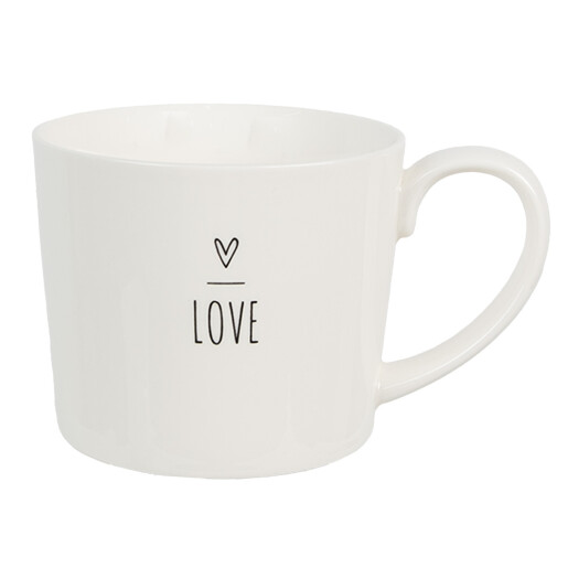 Set 2 cani ceramica neagra alba Love 12x8x7 cm, 275 ml