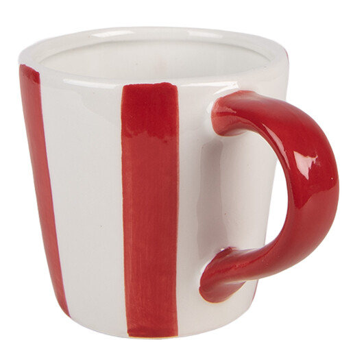 Cana ceramica alba rosie 13x9x9 cm / 250 ml