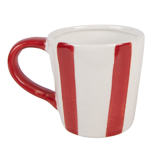 Cana ceramica alba rosie 13x9x9 cm / 250 ml