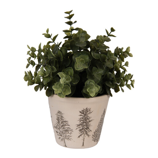 Ghiveci flori ceramica bej verde Braduti 12x11 cm