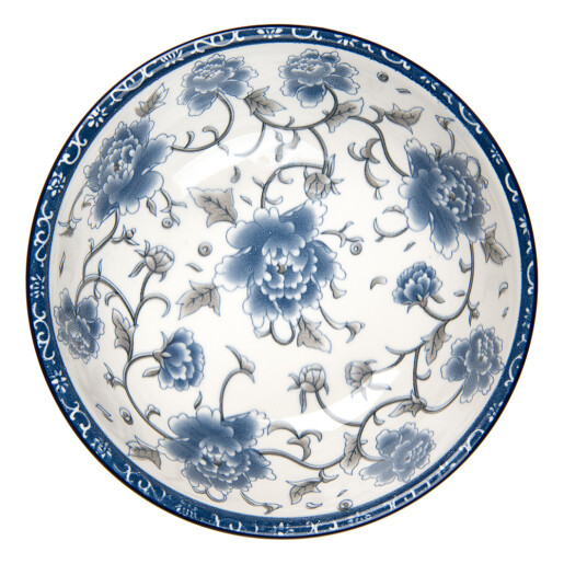 Set 2 boluri ceramica alba gri albastra 19x7 cm, 750 ml