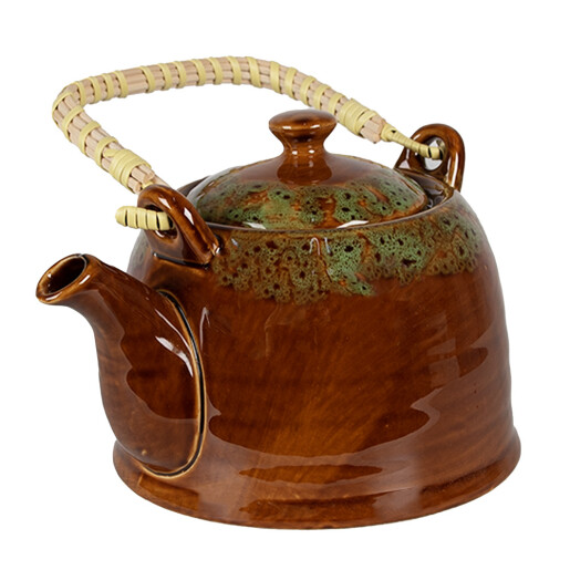 Ceainic cu infuzor ceramica maro verde 14x12 cm, 750 ml