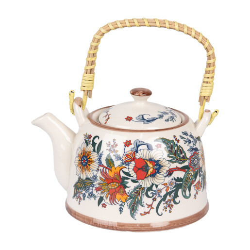 Ceainic si infuzor ceramica multicolora Flowers 18x14x12 cm, 800 ml