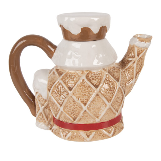 Ceainic Craciun Spargatorul de Nuci ceramica maro alba 22x12x18 cm / 900 ml